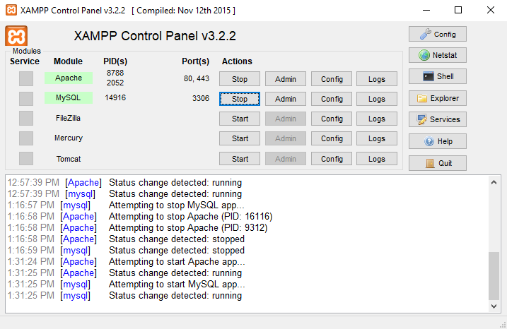 XAMPP running example